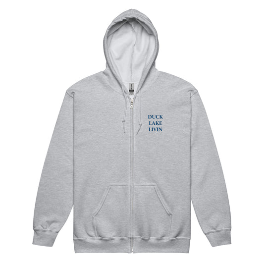 Embroidered Duck Lake Unisex zip hoodie