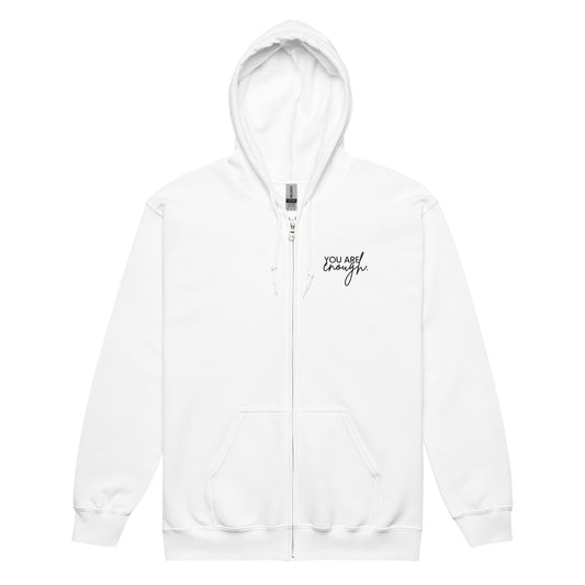 Embroidered You Are Enough zip hoodie